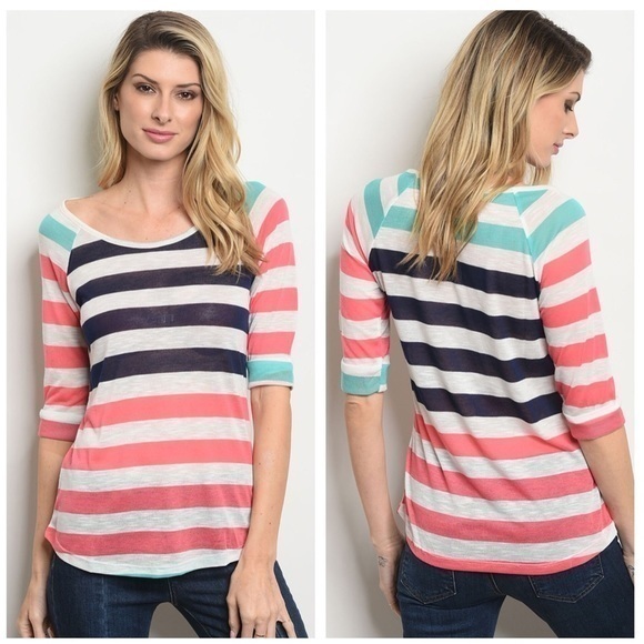Navy Pink Stripes Shirt - Picture 1 of 1